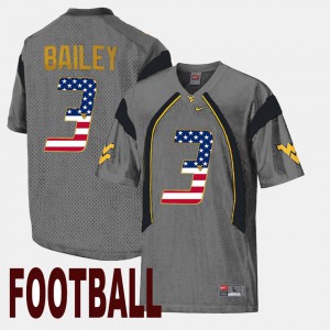 Stitch WVU Stedman Bailey Jersey #3 Men US Flag Fashion Gray 303104-486