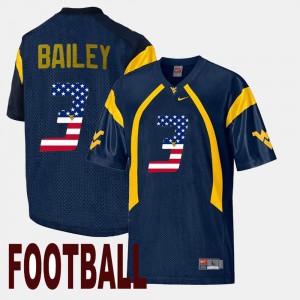 NCAA Navy #3 Men's US Flag Fashion WV Stedman Bailey Jersey 962856-426