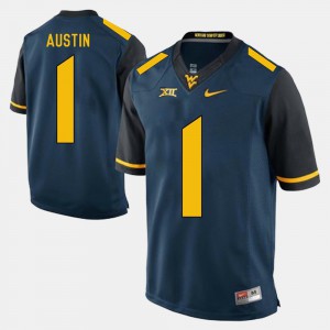 #1 NCAA West Virginia University Tavon Austin Jersey Alumni Football Game For Men's Blue 935424-526