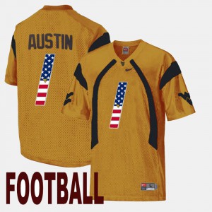 US Flag Fashion WVU Tavon Austin Jersey NCAA Gold #1 For Men 980233-794