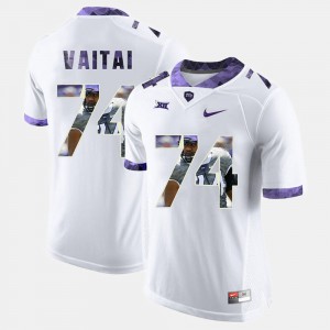 Mens White High-School Pride Pictorial Limited #74 TCU University Halapoulivaati Vaitai Jersey Embroidery 800389-748
