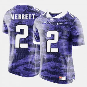 Purple College Football For Men's College #2 Texas Christian Jason Verrett Jersey 922236-788