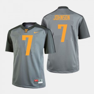 NCAA College Football Gray #7 For Men University Of Tennessee Brandon Johnson Jersey 709335-399