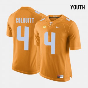 UT VOL Britton Colquitt Jersey Youth(Kids) Embroidery Orange College Football #4 576860-894