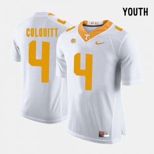 Youth(Kids) White #4 College Football Vols Britton Colquitt Jersey Alumni 755649-738