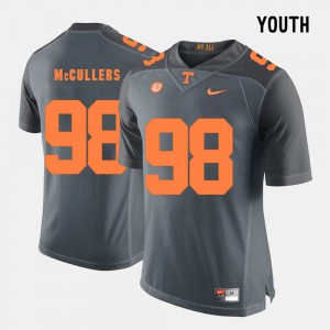 Youth(Kids) #98 Grey Embroidery UT Volunteer Daniel McCullers Jersey College Football 499441-477
