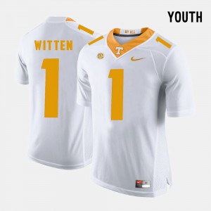 #1 College Football Official White Youth(Kids) Tennessee Vols Jason Witten Jersey 406965-783