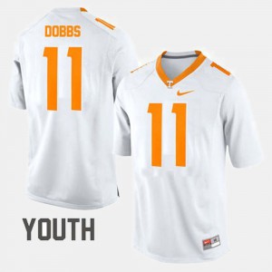 Youth College Football #11 Tennessee Vols Joshua Dobbs Jersey Embroidery White 477489-687
