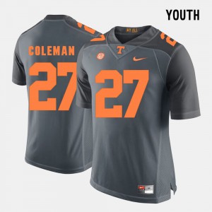Grey College Football Player University Of Tennessee Justin Coleman Jersey #27 Youth(Kids) 751618-334