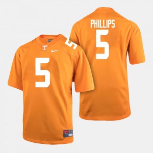University Of Tennessee Kyle Phillips Jersey #5 For Men's College College Football Orange 650165-537