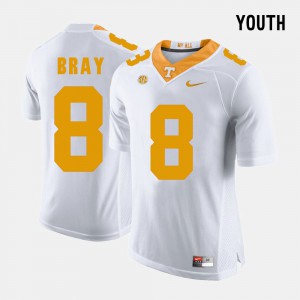 #8 Tennessee Vols Tyler Bray Jersey Youth College Football White Stitched 946459-295