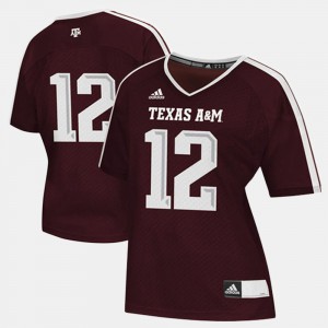 A&M Jersey Maroon #12 For Women's College Football NCAA 360592-317