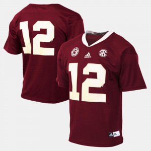 Youth(Kids) Maroon College Football #12 Aggies Jersey Stitch 804098-505