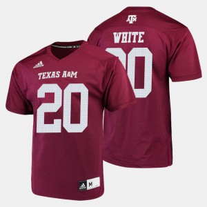 #20 Embroidery Aggie James White Jersey Maroon College Football Men 922758-747