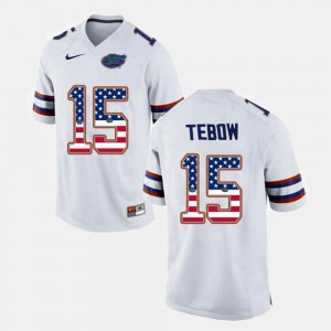 NCAA #15 Florida Gators Tim Tebow Jersey Men's US Flag Fashion White 435505-678
