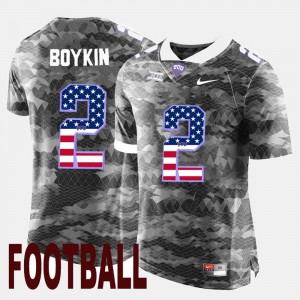 Texas Christian University Trevone Boykin Jersey Embroidery US Flag Fashion #2 Gray For Men's 833235-460