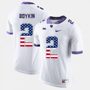 TCU Trevone Boykin Jersey Official US Flag Fashion #2 White For Men 332178-511