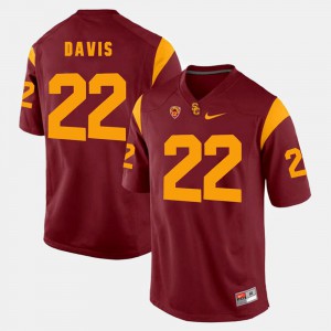 Red #22 For Men's USC Justin Davis Jersey Stitch Pac-12 Game 282399-540