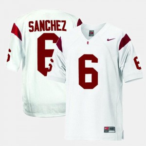 White Trojans Mark Sanchez Jersey College Football #6 Player For Kids 129390-312