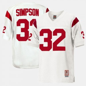 White #32 College Football USC O.J. Simpson Jersey Youth Stitched 145216-518