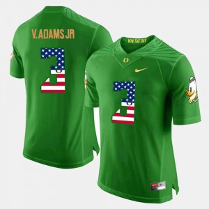 Men US Flag Fashion Stitch Ducks Vernon Adams Jr Jersey #3 Green 446229-368