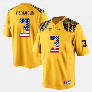 #3 US Flag Fashion Official Oregon Duck Vernon Adams Jr Jersey Men's Yellow 978176-713