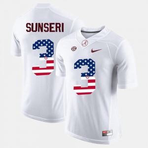 White US Flag Fashion For Men #3 Bama Vinnie Sunseri Jersey University 680396-834
