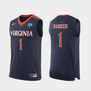 Mens Navy #1 Virginia Cavaliers Francesco Badocchi Jersey Stitched 2019 Men's Basketball Champions 675225-288