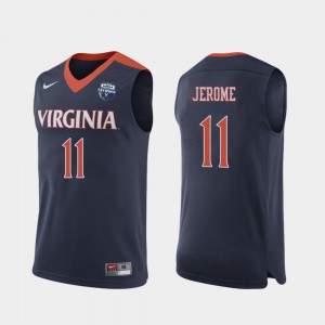 2019 Men's Basketball Champions UVA Ty Jerome Jersey College Navy For Men #11 599949-375