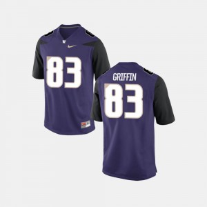 College Football Men's High School UW Huskies Connor Griffin Jersey #83 Purple 912346-533