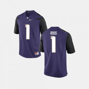 #1 Official Purple Mens College Football Washington John Ross III Jersey 960147-347