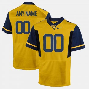 College Limited Football #00 West Virginia Customized Jersey Stitch Men's Gold 976157-404
