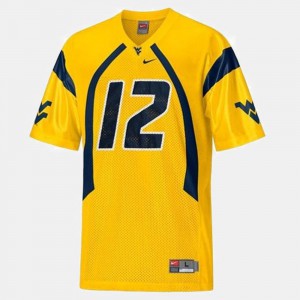 College Football Gold WVU Geno Smith Jersey #12 Player For Kids 306117-496