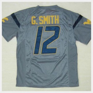 College West Virginia Geno Smith Jersey College Football Gray #12 For Men 985570-267