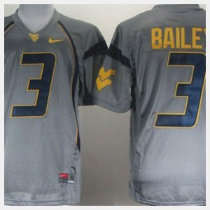 High School College Football West Virginia Mountaineers Stedman Bailey Jersey Youth(Kids) #3 Gray 184447-634