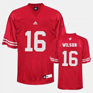 #16 Men's Red Player Badger Russell Wilson Jersey College Football 788935-856