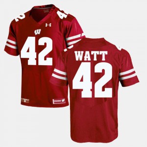 Alumni Football Game Men's University #42 Red University of Wisconsin T.J Watt Jersey 632828-505