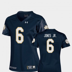 ND Tony Jones Jr. Jersey College Football Replica #6 Navy NCAA For Women's 900989-609