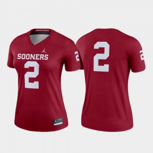 #2 OU Sooners Jersey College Football Stitched Crimson Legend Women 458836-152