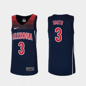 Stitched UofA Dylan Smith Jersey #3 Navy Replica College Basketball Youth 589305-784