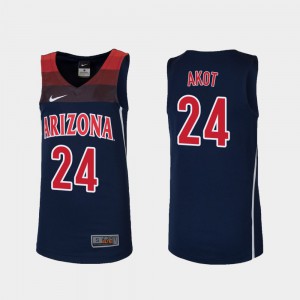 University of Arizona Emmanuel Akot Jersey College Basketball Navy Replica Youth #24 College 216819-517