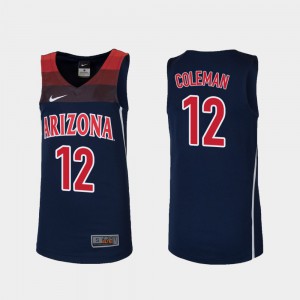 Kids #12 Stitched Navy U of A Justin Coleman Jersey Replica College Basketball 243864-776