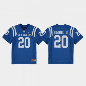 College Football Game Youth #20 Blue Devils Marvin Hubbard III Jersey Royal 2018 Independence Bowl University 295529-608