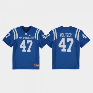 For Kids College Football Game #47 2018 Independence Bowl NCAA Blue Devils Ryan Wolitzer Jersey Royal 659861-448
