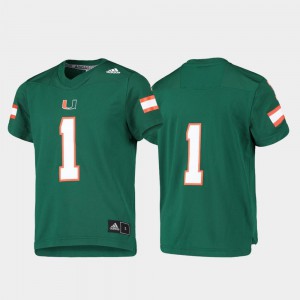 Kids #1 Replica Green College Football Official Miami Hurricanes Jersey 193273-683