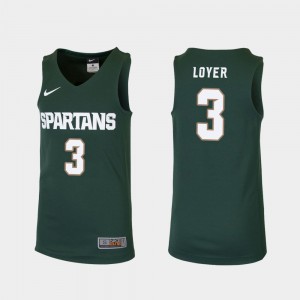 College Basketball #3 Youth Spartans Foster Loyer Jersey Replica Official Green 340966-141