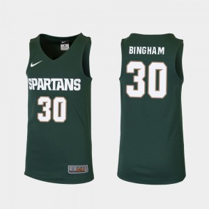 Embroidery For Kids College Basketball Replica Green #30 Spartans Marcus Bingham Jr. Jersey 976088-367