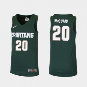 Michigan State University Matt McQuaid Jersey #20 For Kids Player Green College Basketball Replica 652166-322