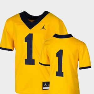 #1 Michigan Jersey Team Replica Stitched Maize College Football For Kids 994427-265