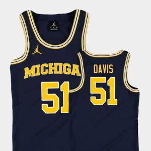 #51 Replica College Basketball Jordan NCAA Navy University of Michigan Austin Davis Jersey For Kids 708459-889